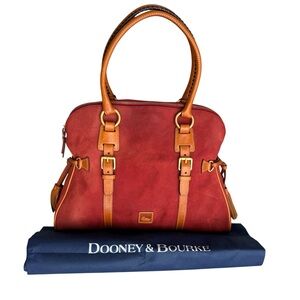 Dooney & Bourke Red Florentine Domed Satchel Nubuck Shoulder Bag